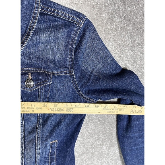 Old Navy Button Up Cropped Jean Jacket Womens Size‎ Small Blue Denim Pockets - Picture 8 of 9